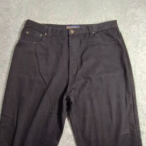 Eddie Domani Men Denim Straight Jeans Logo Button Cotton Size 42X32 Black Casual